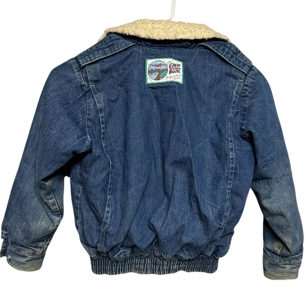 Rare Oshkosh B'Gosh Denim Sherpa Jacket Kids Size 7 vintage USA